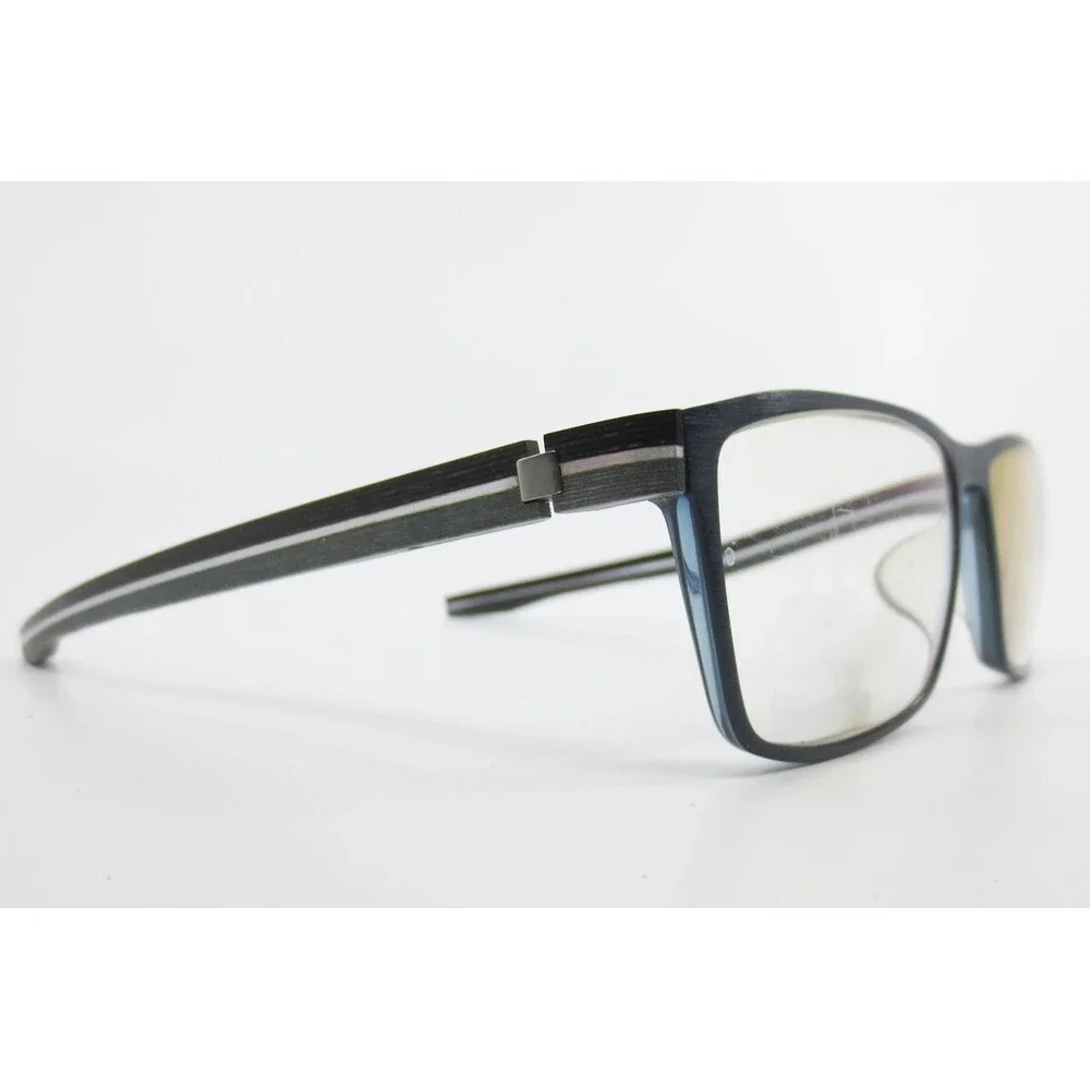 OGA 7890 Eyeglasses Blue Grey Wood Carbon Fiber Rectangular Frames 56-15